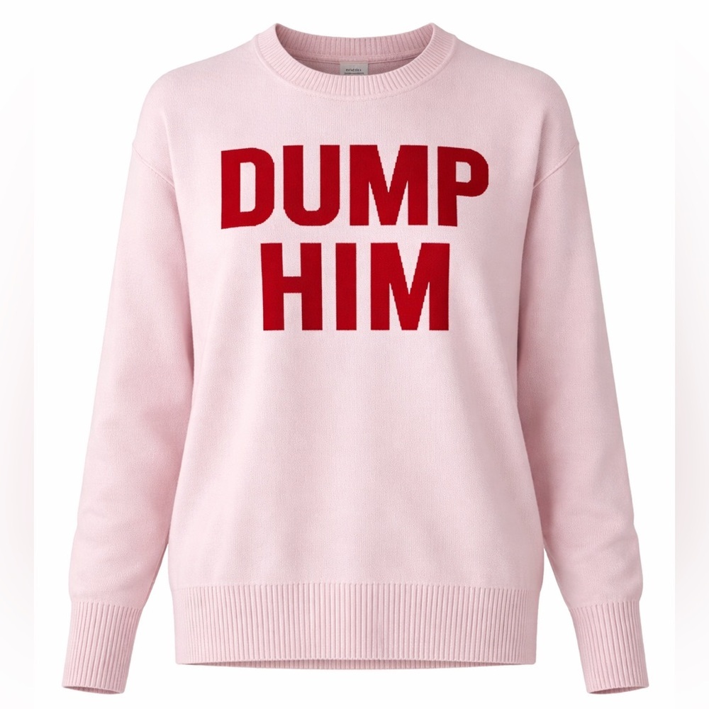 NWT Pink Rose Women’s Dump Him Crewneck Knit Sweater Pink Red XS